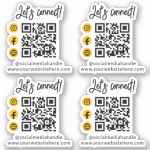 Laten we gele QR-code voor sociale media aansluite Sticker