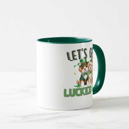 Laten we geluk hebben, kijker terrier hond mok (Voorkant rechts)