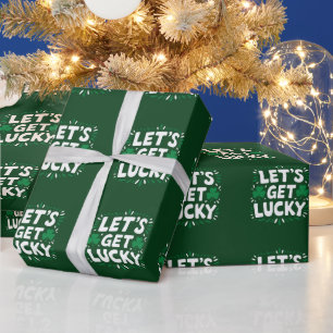 Laten we geluk hebben Klavertje vier Funny St. Pat Cadeaupapier