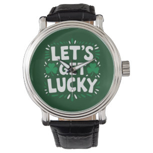 Laten we geluk hebben Klavertje vier Funny St. Pat Horloge