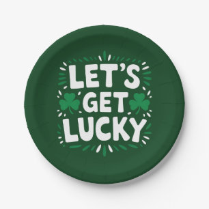 Laten we geluk hebben Klavertje vier Funny St. Pat Papieren Bordje