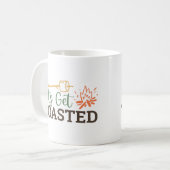 Laten we geroosterd kampvuur grappige camping koffiemok (Voorkant links)