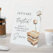Laten we geroosterde bruiloft Smores Bar teken Reclamebord Met Voetstuk (Insitu)
