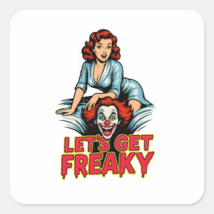 Laten we gestoord raken – Retro Pin-Up & Griezeld Vierkante Sticker