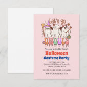 Laten we Ghouls gaan, Retro Pink Halloween Kaart (Voorkant / Achterkant)