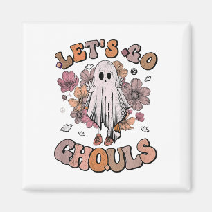 Laten we Ghouls Ghost 70s Hippie Halloween Herfst Magneet
