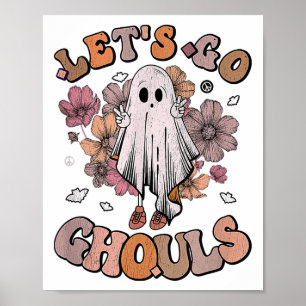 Laten we Ghouls Ghost 70s Hippie Halloween Herfst Poster