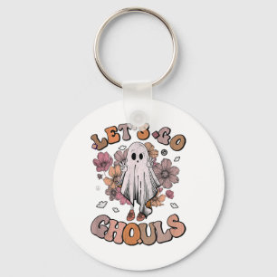 Laten we Ghouls Ghost 70s Hippie Halloween Herfst Sleutelhanger