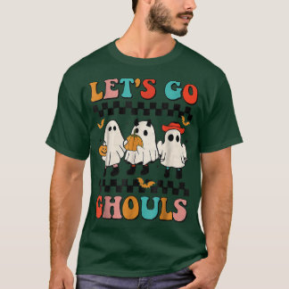 Laten we Ghouls Groovy Retro Spooky Season Ghost H T-shirt
