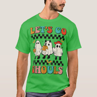 Laten we Ghouls Groovy Retro Spooky Season Ghost H T-shirt