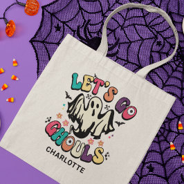Laten we Ghouls Halloween Retro Ghost Name gaan ge Tote Bag