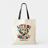 Laten we Ghouls Halloween Retro Ghost Name gaan ge Tote Bag (Achterkant)