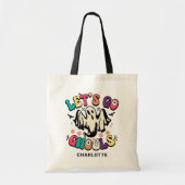 Laten we Ghouls Halloween Retro Ghost Name gaan ge Tote Bag (Voorkant)