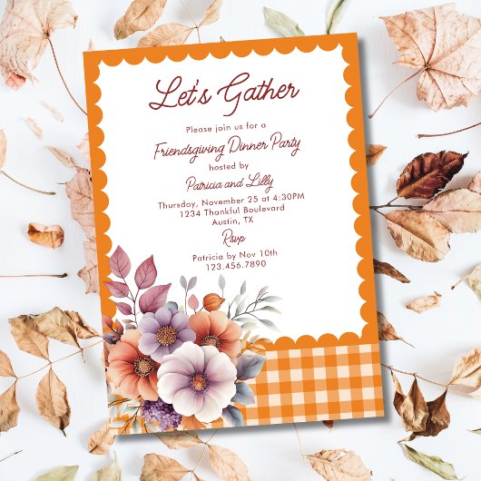 Laten we Gingham Friendsgiving-Thanksgiving verzam Kaart