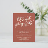 Laten we Girly Terracotta Bachelorette Weekend hal Briefkaart (Staand voorkant)