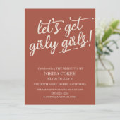 Laten we Girly Terracotta Bachelorette Weekend hal Kaart (Staand voorkant)