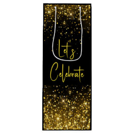 Laten we Glam Gold Glitter-wijnentass feesten Wijn Cadeautas