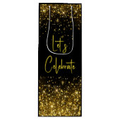 Laten we Glam Gold Glitter Wine Tote vieren Wijn Cadeautas (Voorkant)