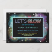 Laten we gloed Birthday Party Neon Blue Party uitn Kaart (Voorkant)