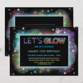 Laten we gloed Birthday Party Neon Blue Party uitn Kaart (Voorkant / Achterkant)