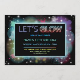 Laten we gloed Birthday Party Neon Blue Party uitn Kaart