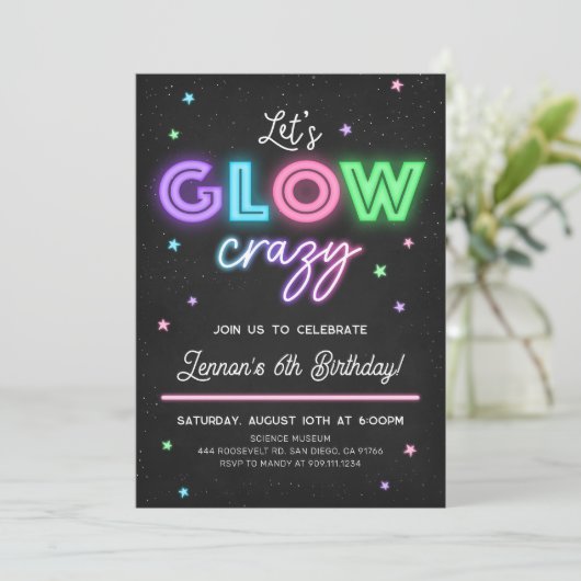 Laten we gloeien Crazy Fun verjaardagsfeestje uitn Kaart (Staand voorkant)