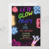 Laten we gloeien Crazy Neon Skating Verjaardag Uit Kaart (Voorkant)