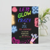 Laten we gloeien Crazy Neon Skating Verjaardag Uit Kaart (Staand voorkant)