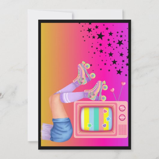 Laten we gloeien Crazy Neon Skating Verjaardag Uit Kaart (Achterkant)