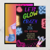Laten we gloeien Crazy Neon Skating Verjaardag Uit Kaart (Voorkant / Achterkant)