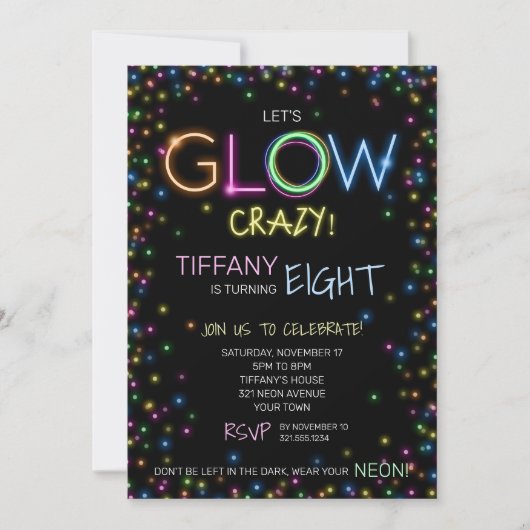 Laten we gloeien Crazy verjaardagsfeestje uitnodig Kaart (Voorkant)
