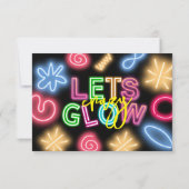 Laten we gloeien gek neon verjaardag laser party bedankkaart (Achterkant)