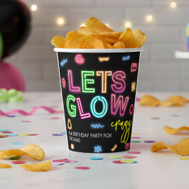 Laten we gloeien gek neon verjaardag laser party papieren bekers