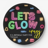 Laten we gloeien gek neon verjaardag laser party papieren bordje (Voorkant)