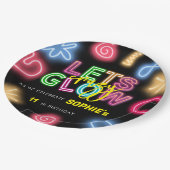 Laten we gloeien gek neon verjaardag laser party papieren bordje (Gekanteld)