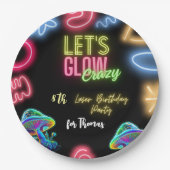 Laten we gloeien gek neon verjaardag laser party papieren bordje (Voorkant)
