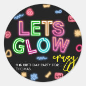 Laten we gloeien gek neon verjaardag laser party ronde sticker (Voorkant)