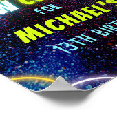 Laten we gloeien gekke neon gloeiende lichten fees poster (Hoek)