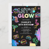Laten we gloeien Millennial Retro Neon roze verjaa Kaart (Voorkant)