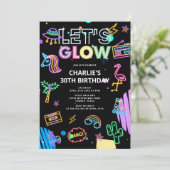 Laten we gloeien Millennial Retro Neon roze verjaa Kaart (Staand voorkant)