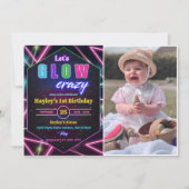 Laten we GLOW Crazy Neon Kleurrijke Verjaardag Fot Kaart (Voorkant)