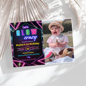 Laten we GLOW Crazy Neon Kleurrijke Verjaardag Fot Kaart