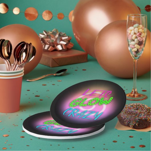 Laten we Glow Crazy Neon Skating Verjaardag Papieren Bordje (Multi)