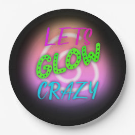 Laten we Glow Crazy Neon Skating Verjaardag Papieren Bordje