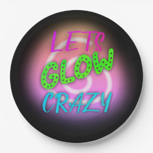 Laten we Glow Crazy Neon Skating Verjaardag Papieren Bordje