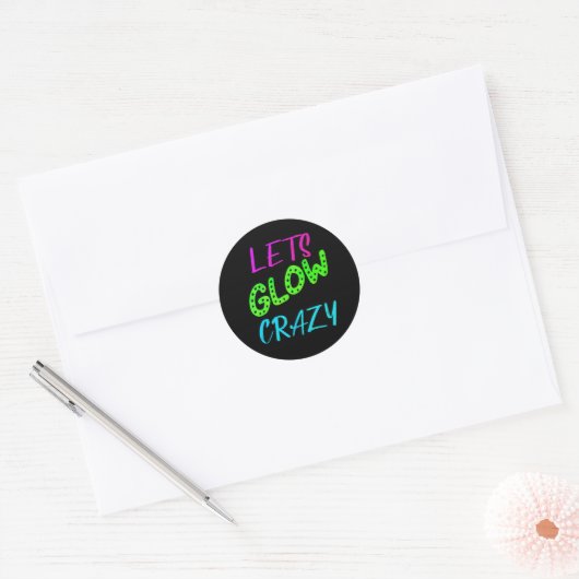 Laten we Glow Crazy Neon Skating Verjaardag Ronde Sticker (Envelop)