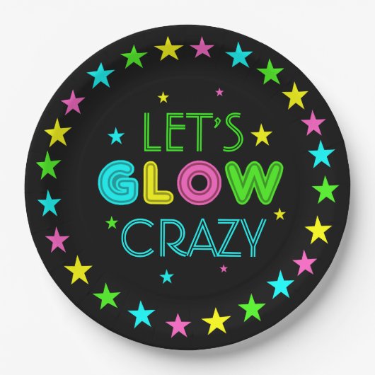 Laten we Glow Crazy Party Papieren Bordje (Voorkant)