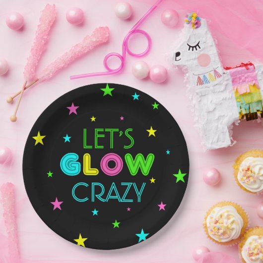 Laten we Glow Crazy Party Papieren Bordje (Feest)