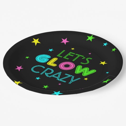 Laten we Glow Crazy Party Papieren Bordje (Gekanteld)