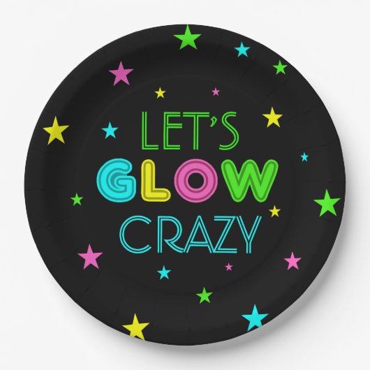 Laten we Glow Crazy Party Papieren Bordje (Voorkant)